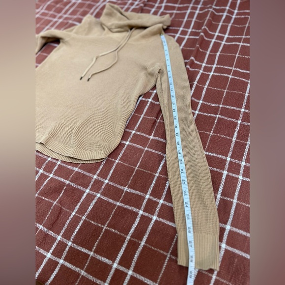 LAUREN RALPH LAUREN 100% Cotton Khaki Waffle Knit Cowl Neck Sweater, Size Small - Picture 12 of 14